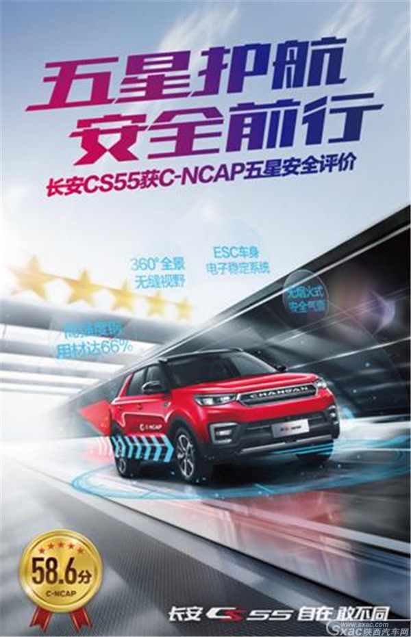 挑战C-NCAP 长安CS55获得五星安全评价!